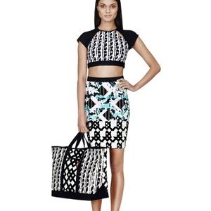 Peter Pilotto for Target Geometric Floral Two-Tone Pencil Skirt Size 6